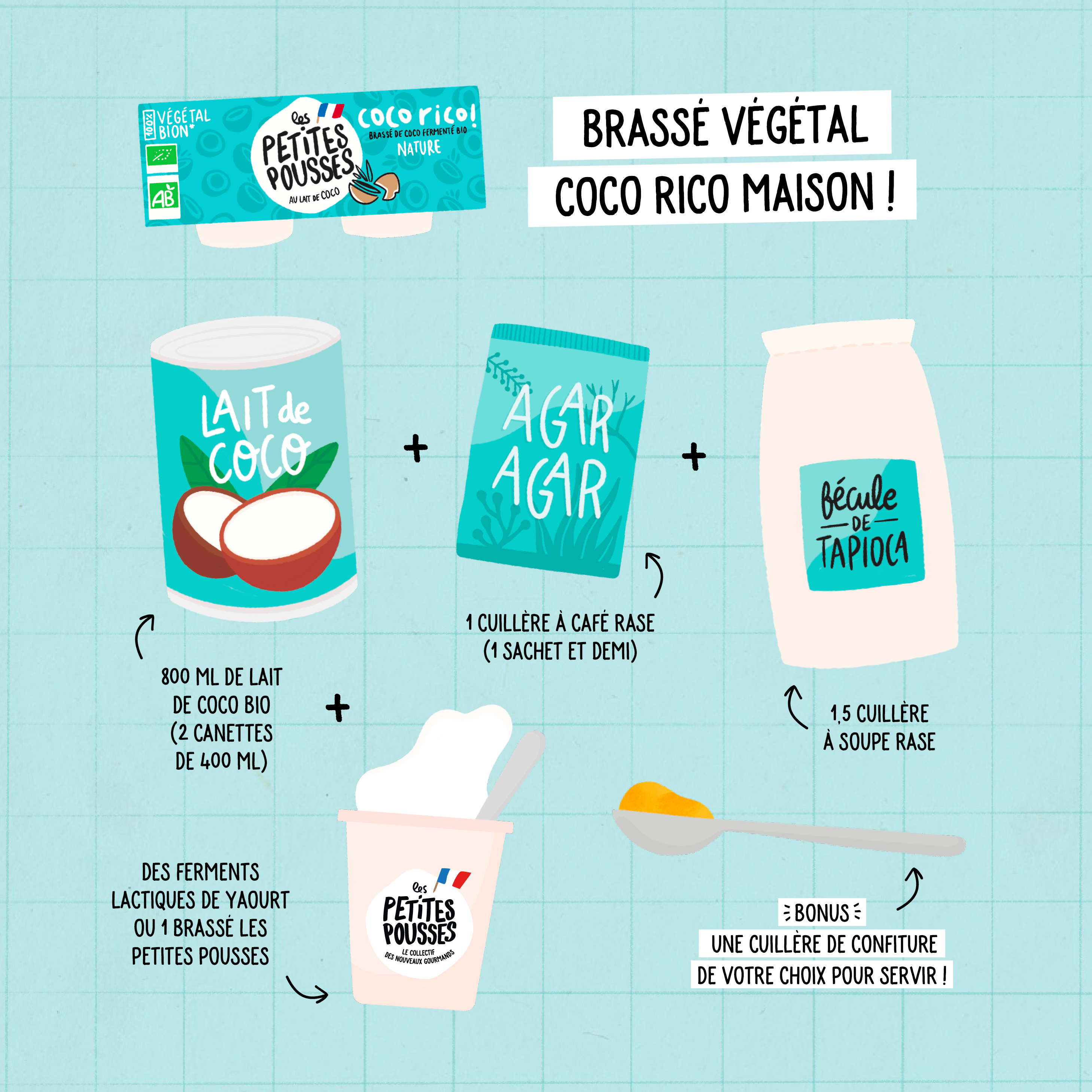 Ingrédients brassé végétal lait de coco